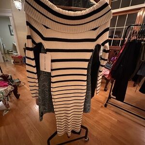 Striped Off-Shoulder Sweater Dress